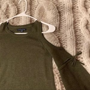 army green off the shoulder sweater